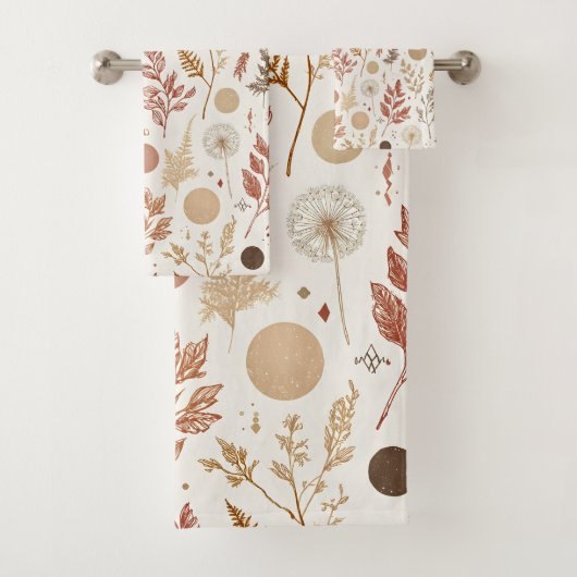 Botanisches Boho-Blumenmuster-Design 396 Badhandtuch Set (Insitu)