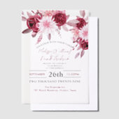 Botanisches Boho Chic Blume Blush Burgundy Wedding Pergament Einladungen (Versetzt)