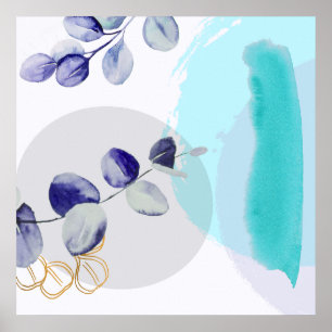 Botanisches Boho Cyanlila Poster