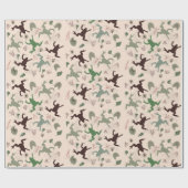 Botanisches Boho Frogs-Muster Geschenkpapier (Flach)
