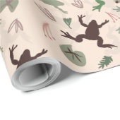 Botanisches Boho Frogs-Muster Geschenkpapier (Rolleneckpunkt)