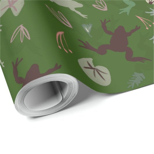 Botanisches Boho Frogs-Muster Geschenkpapier (Rolleneckpunkt)