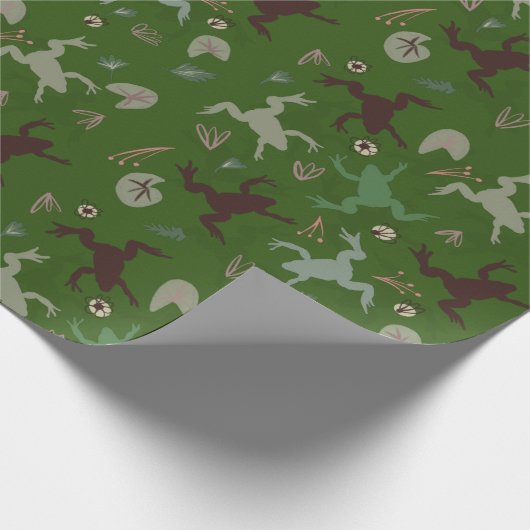 Botanisches Boho Frogs-Muster Geschenkpapier (Ecke)