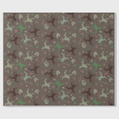 Botanisches Boho-Frösche-Muster Geschenkpapier (Flach)