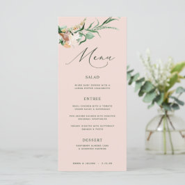 Botanisches Boho Greenerity Blush Pink Wedding Men Menükarte