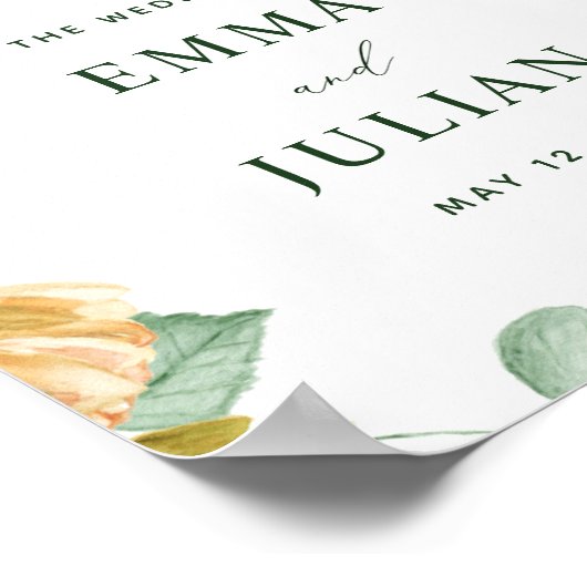 Botanisches Boho Greenerity White Wedding Begrüßun Poster (Ecke)