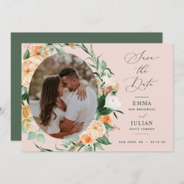 Botanisches Boho Greenery Blush Pink Neutrales Fot Save The Date