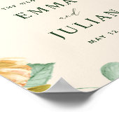 Botanisches Boho Greenery Peach Wedding Begrüßungs Poster (Ecke)
