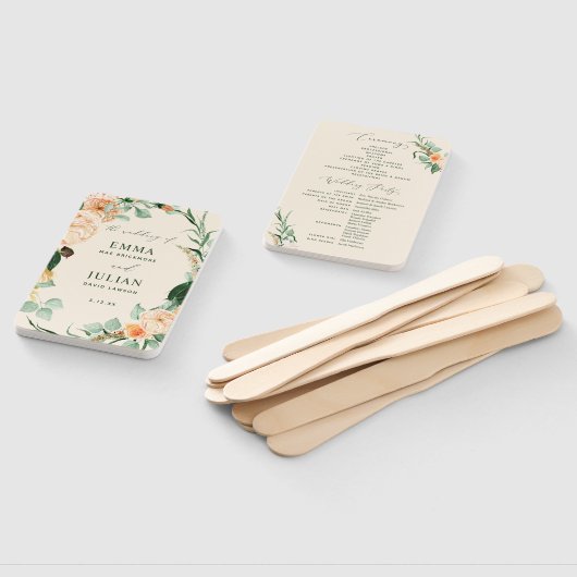 Botanisches Boho Greenery Peach Wedding Programm Fächer (Non-assembled)