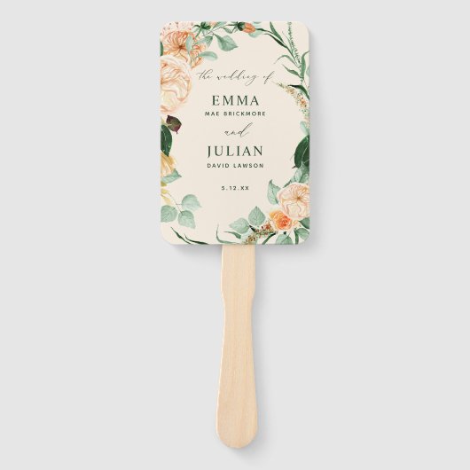 Botanisches Boho Greenery Peach Wedding Programm Fächer (Vorderseite)