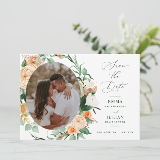 Botanisches Boho Greenery Sage Grünes neutrales Fo Save The Date (Stehend Vorderseite)