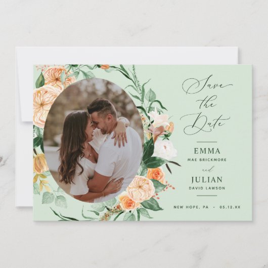 Botanisches Boho Greenery Sage Grünes neutrales Fo Save The Date (Vorderseite)