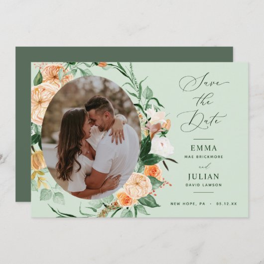 Botanisches Boho Greenery Sage Grünes neutrales Fo Save The Date (Vorne/Hinten)