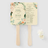 Botanisches Boho Greenery Yellow Wedding Programm Fächer (Vorne und Hinten)