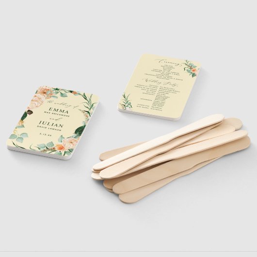 Botanisches Boho Greenery Yellow Wedding Programm Fächer (Non-assembled)
