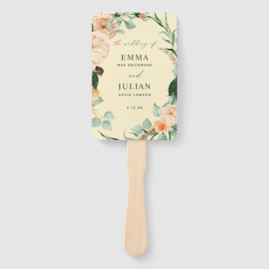 Botanisches Boho Greenery Yellow Wedding Programm Fächer (Vorderseite)