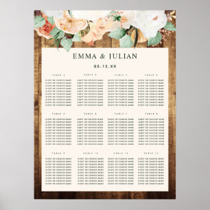 Botanisches Boho-Hochzeitsdiagramm Poster