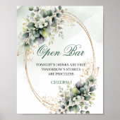 Botanisches Boho-Open-Bar-Wasserfarben-Schild 8x10 Poster (Vorne)