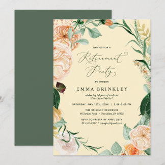 Botanisches Boho Pastel Yellow Retirement Party Einladung