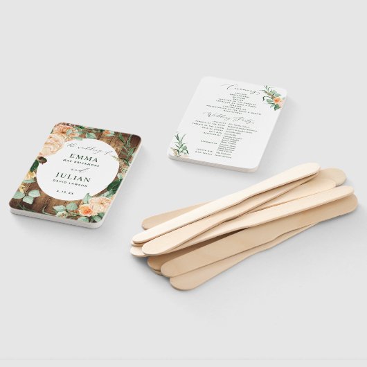 Botanisches Boho Rustic Barn Wood Wedding Programm Fächer (Non-assembled)