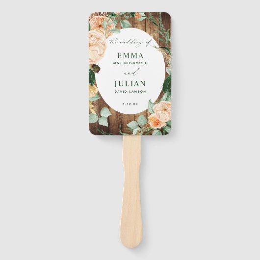 Botanisches Boho Rustic Barn Wood Wedding Programm Fächer (Vorderseite)