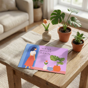 Botanisches Boho  wir sind wieder umgezogen Ankündigungspostkarte