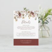 Botanisches Bordeaux-Hochzeitsszenario Begleitkarte (Stehend Vorderseite)