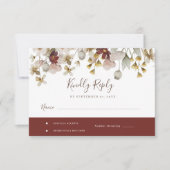 Botanisches Bordeaux-WasserfarbenWedding RSVP Karte (Vorderseite)