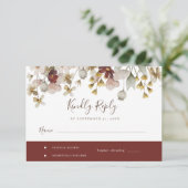 Botanisches Bordeaux-WasserfarbenWedding RSVP Karte (Stehend Vorderseite)