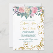 Botanisches Bouquet mit Imitate Gold Glitzer Wirbe Einladung (Vorderseite)