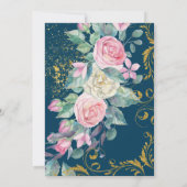 Botanisches Bouquet mit Imitate Gold Glitzer Wirbe Einladung (Rückseite)