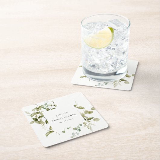 Botanisches Brautparty aus Blättern Rechteckiger Pappuntersetzer (Vor Ort)