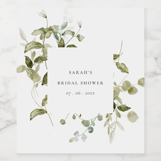 Botanisches Brautparty aus Blättern Weinetikett (Einzelnes Label)