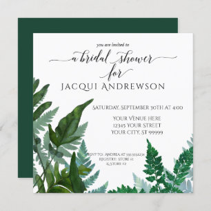 Botanisches Brautparty aus Fern Foliage Platz Einladung