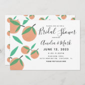 Botanisches Brautparty aus handgezogenen Orangen Einladung (Vorne/Hinten)