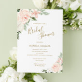 Botanisches Brautparty aus Rosa und Gold Einladung
