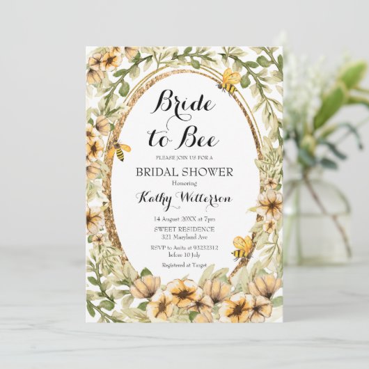 Botanisches Brautparty Biene Brie to Bee Einladung (Stehend Vorderseite)