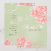 Botanisches Brautparty der tadellosen rosa Einladung (Vorne/Hinten)