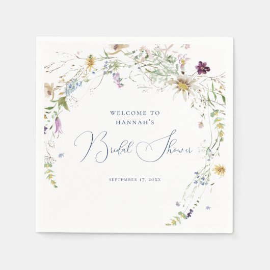 Botanisches Brautparty der Wildblume Serviette (Vorderseite)