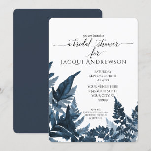 Botanisches Brautparty des Navy Fern Foliage Fores Einladung