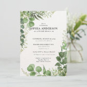 Botanisches Brautparty Eukalyptus Boho Einladung (Stehend Vorderseite)