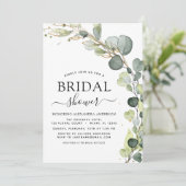 Botanisches Brautparty Eukalyptus Boho Einladung (Stehend Vorderseite)