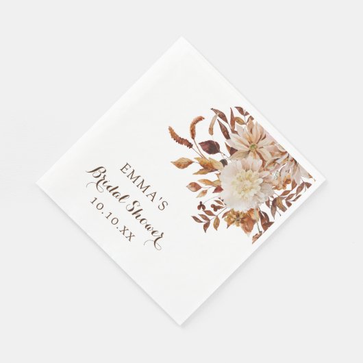 Botanisches Brautparty Fall Wasserfarbe Serviette (Ecke)