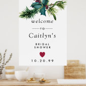 Botanisches Brautparty Holly and Berries Willkomme Poster (Küche)