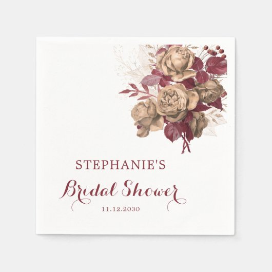 Botanisches Brautparty im eleganten Fall Watercolo Serviette (Vorderseite)