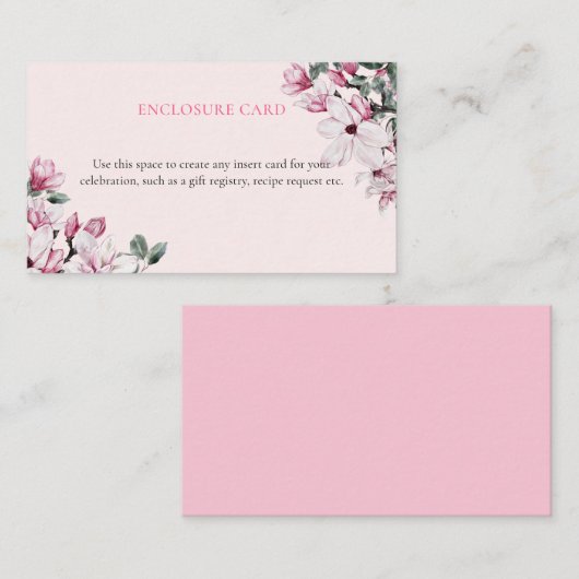 Botanisches Brautparty in Aquarellfarbe Rosa Begleitkarte (Vorne/Hinten)