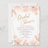 Botanisches Brautparty in Rosa und Goldgarten Einladung (Vorderseite)