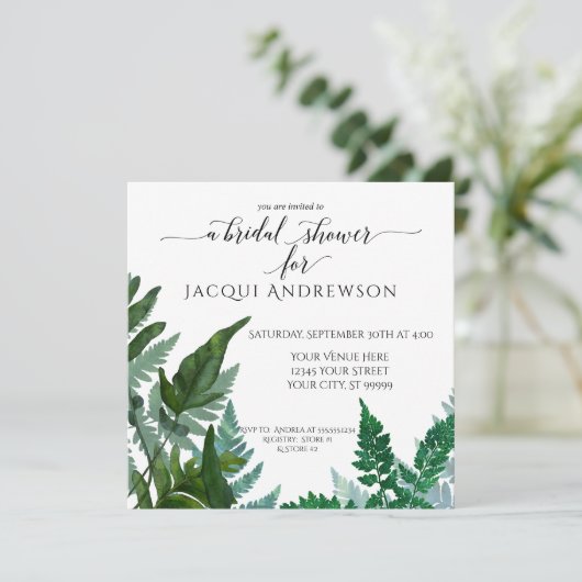 Botanisches Brautparty-Minzensage in Fern Einladung (Stehend Vorderseite)
