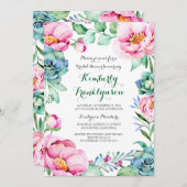 Botanisches Brautparty Pink Floral Einladung (Vorne/Hinten)