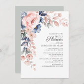 Botanisches Brautparty Pink Floral Einladung (Vorne/Hinten)